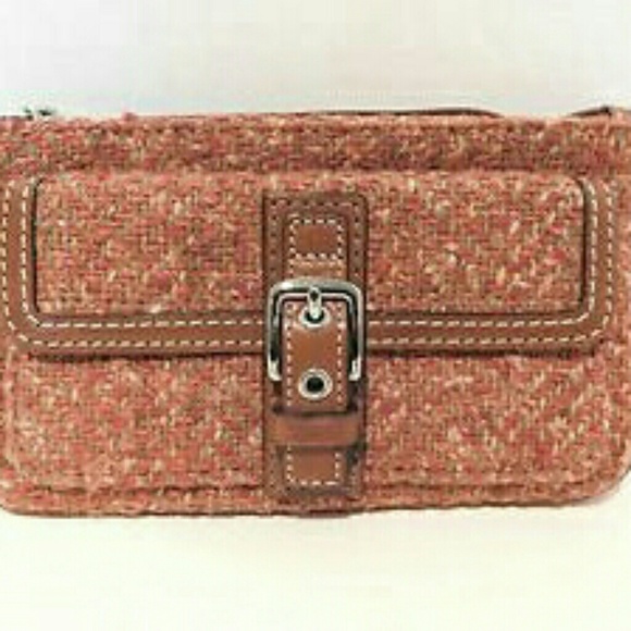 Coach wool tweed bag & wristlet rosy orange - Picture 3 of 5